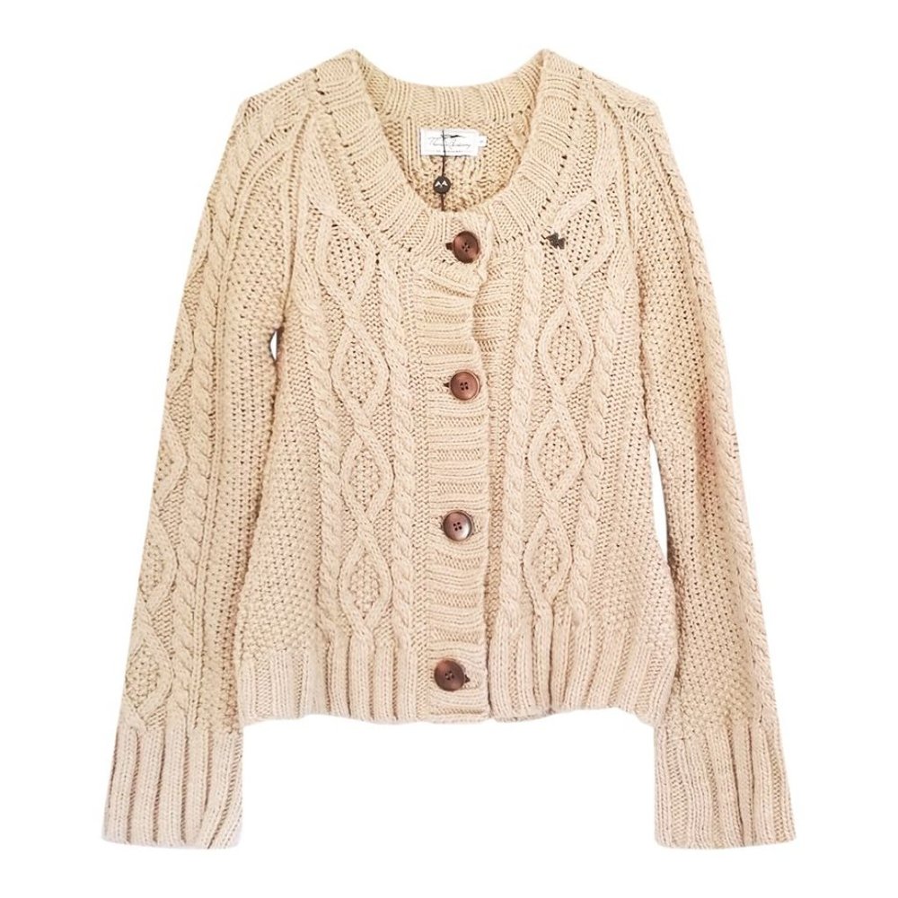 Vintage Burberry Chunky Cable Knit Cardigan